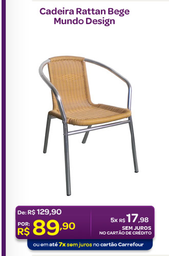 Cadeira Rattan Bege - Mundo Design